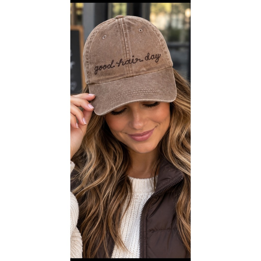 Adams Headwear Good Hair Day Odele Baseball Cap Tan Brown Pigment Dyed Hat